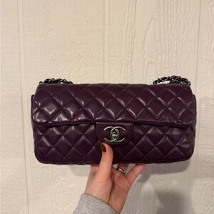 SOLD - Chanel Authentic East West Shoulder Bag Purple